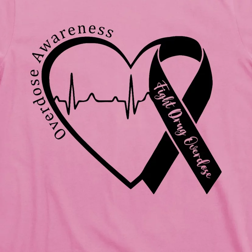 Overdose Awareness Month Heart Purple Ribbon Support T-Shirt