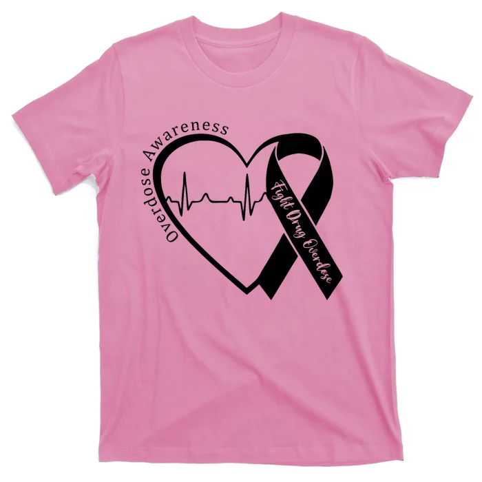 Overdose Awareness Month Heart Purple Ribbon Support T-Shirt