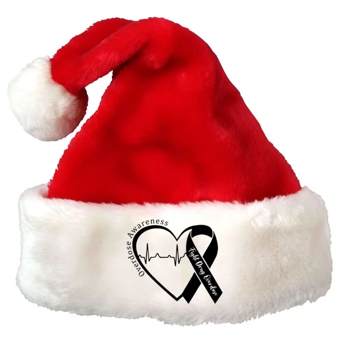 Overdose Awareness Month Heart Purple Ribbon Support Premium Christmas Santa Hat