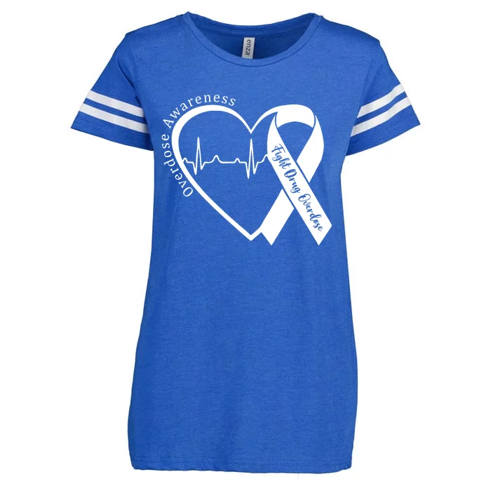 Overdose Awareness Month Heart Purple Ribbon Support Enza Ladies Jersey Football T-Shirt