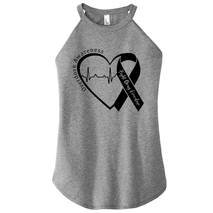 Overdose Awareness Month Heart Purple Ribbon Support Women’s Perfect Tri Rocker Tank