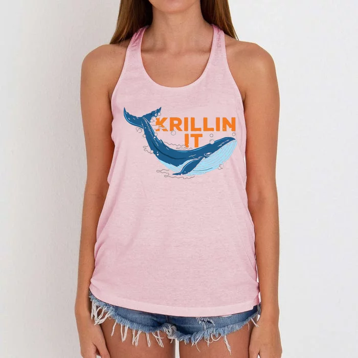 Ocean Animal Marine Biology Humpback Whale Squad Graphics Women's Knotted Racerback Tank