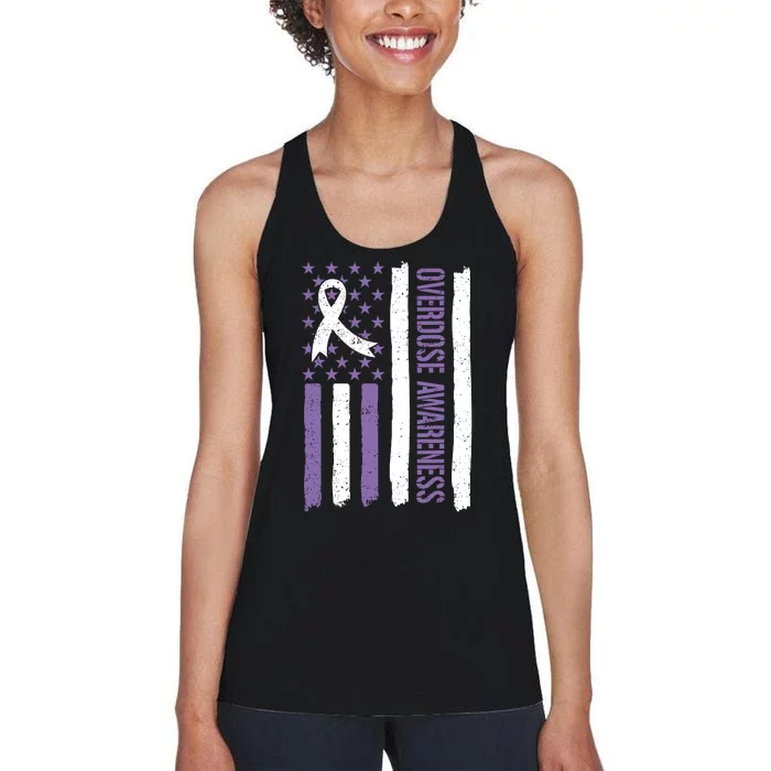 Overdose Awareness Month Flag Purple For Men And Women Women's Racerback Tank