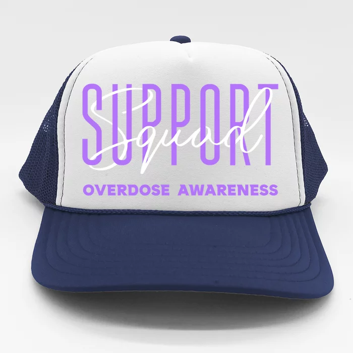 Overdose Awareness Month Support Squad Purple Ribbon Gift Trucker Hat