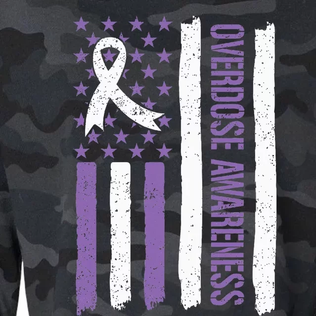 Overdose Awareness Month Flag Purple Cropped Pullover Crew