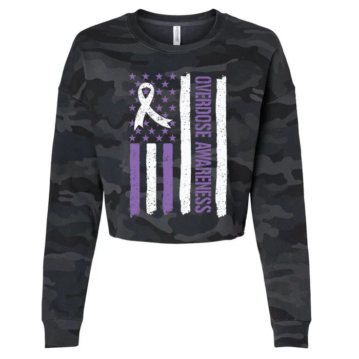 Overdose Awareness Month Flag Purple Cropped Pullover Crew