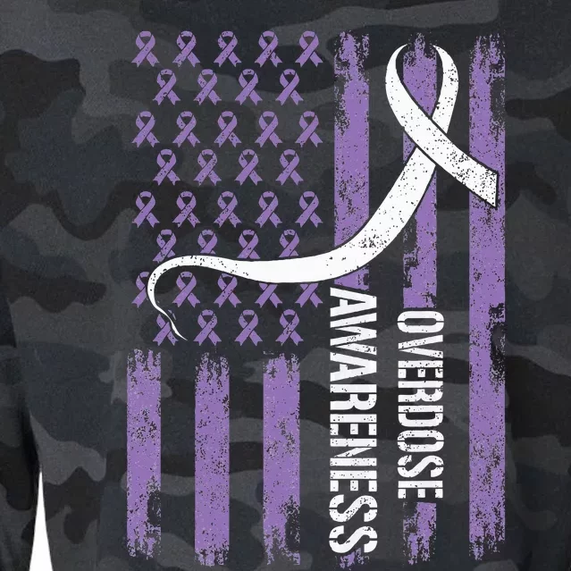 Overdose Awareness Month Flag Purple Cropped Pullover Crew