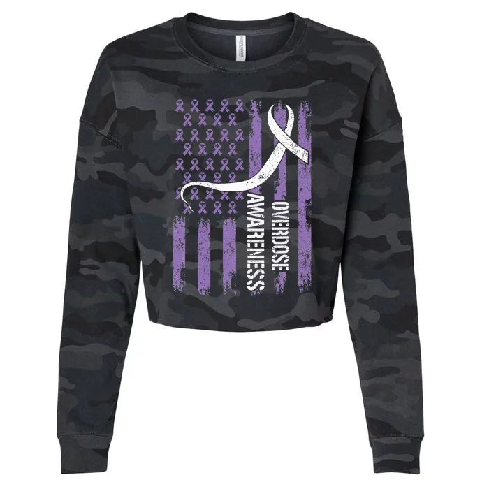 Overdose Awareness Month Flag Purple Cropped Pullover Crew