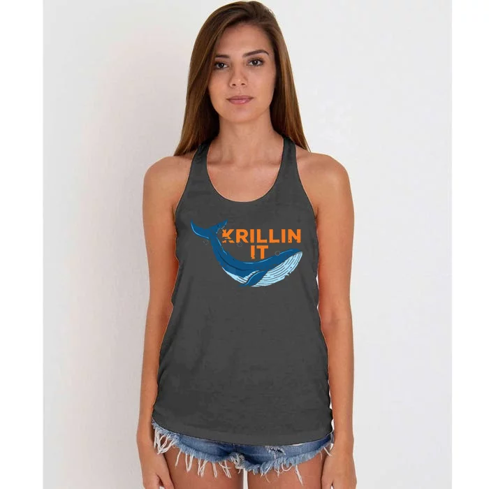 Ocean Animal Marine Biology Humpback Whale Squad Graphics Women's Knotted Racerback Tank