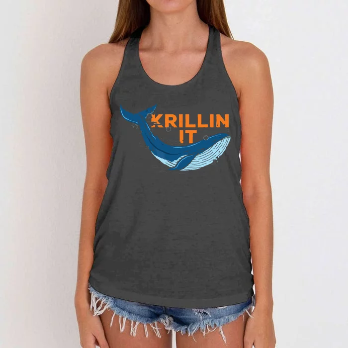 Ocean Animal Marine Biology Humpback Whale Squad Graphics Women's Knotted Racerback Tank