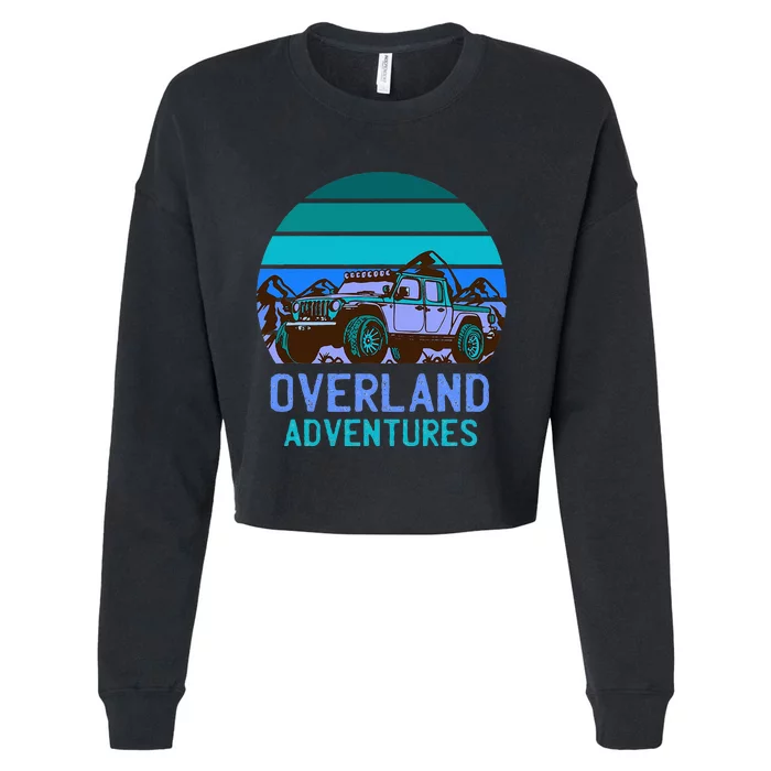 Overland Adventures Offroad 4x4 Sunset Graphic Cropped Pullover Crew