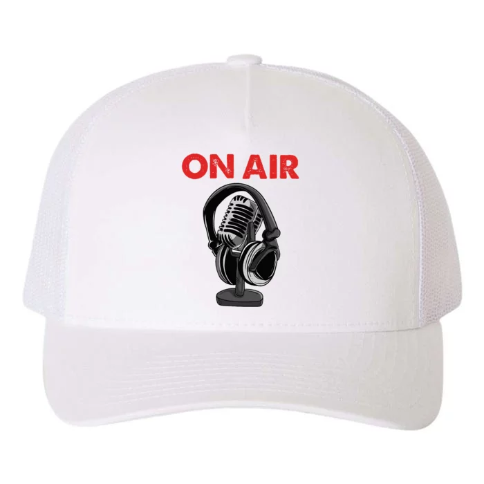 On Air Podcast Microphone Radio Show Host Music DJ Yupoong Adult 5-Panel Trucker Hat