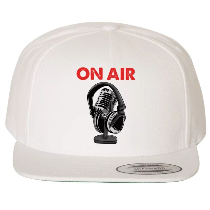 On Air Podcast Microphone Radio Show Host Music DJ Wool Snapback Cap