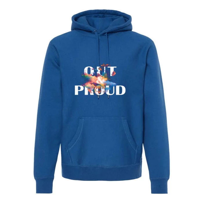 Out And Proud Lgbtq Colorful Design Gift Premium Hoodie