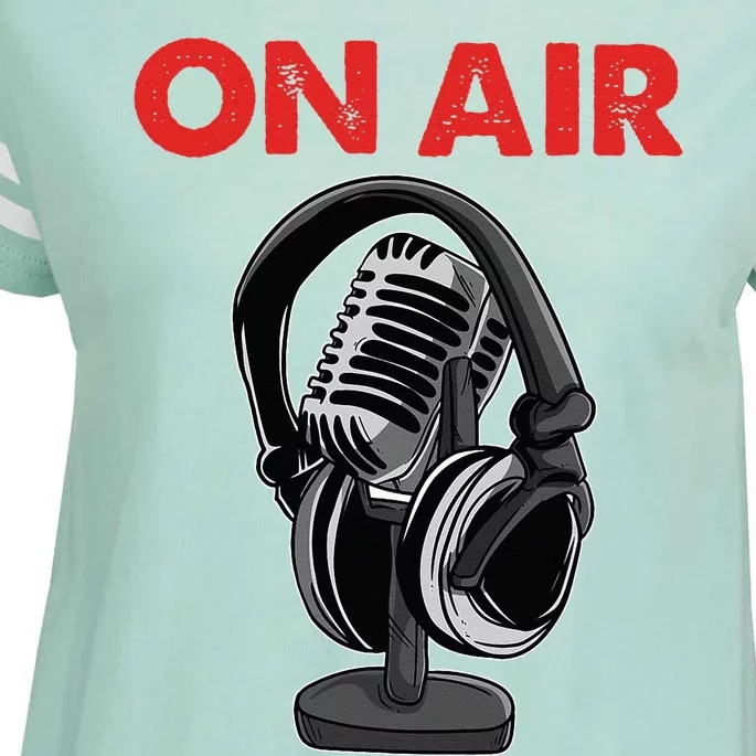 On Air Podcast Microphone Radio Show Host Music DJ Enza Ladies Jersey Football T-Shirt