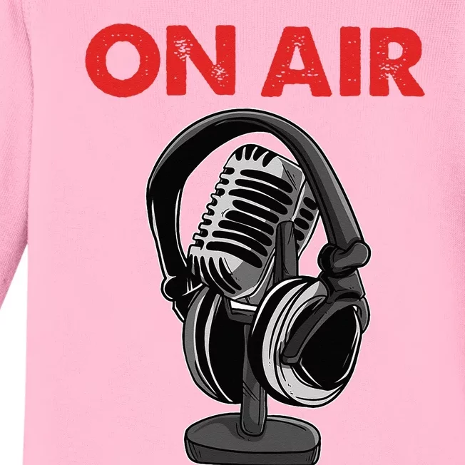 On Air Podcast Microphone Radio Show Host Music DJ Baby Long Sleeve Bodysuit