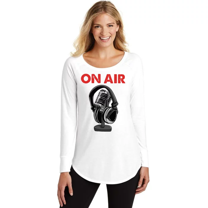 On Air Podcast Microphone Radio Show Host Music DJ Women's Perfect Tri Tunic Long Sleeve Shirt