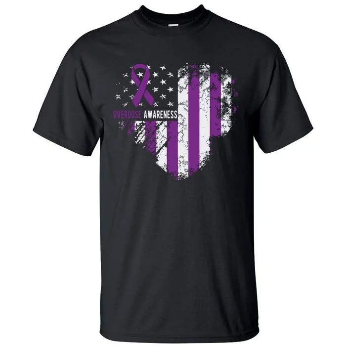 Overdose Awareness Purple Ribbon Drug Addiction Tall T-Shirt