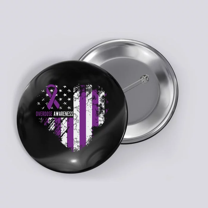 Overdose Awareness Purple Ribbon Drug Addiction Button