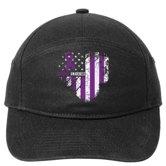 Overdose Awareness Purple Ribbon Drug Addiction 7-Panel Snapback Hat