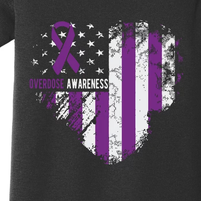 Overdose Awareness Purple Ribbon Drug Addiction Baby Bodysuit