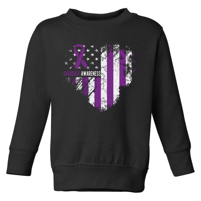 Overdose Awareness Purple Ribbon Drug Addiction Toddler Sweatshirt