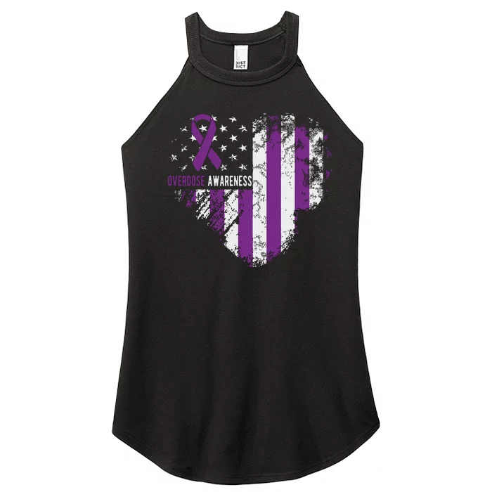 Overdose Awareness Purple Ribbon Drug Addiction Women’s Perfect Tri Rocker Tank