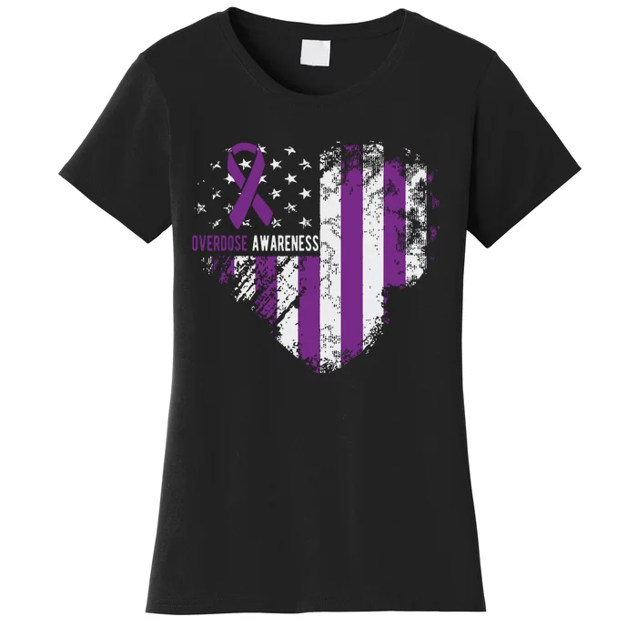 Overdose Awareness Purple Ribbon Drug Addiction Women's T-Shirt