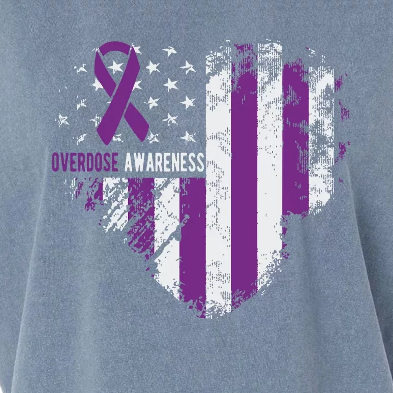 Overdose Awareness Purple Ribbon Drug Addiction Garment-Dyed Women's Muscle Tee