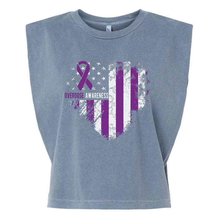 Overdose Awareness Purple Ribbon Drug Addiction Garment-Dyed Women's Muscle Tee