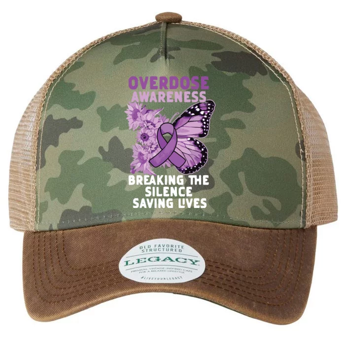 Overdose Awareness Purple Ribbon Drug Addiction Legacy Tie Dye Trucker Hat