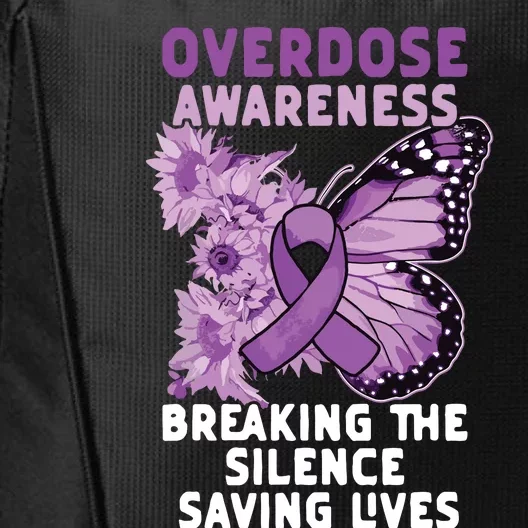 Overdose Awareness Purple Ribbon Drug Addiction City Backpack