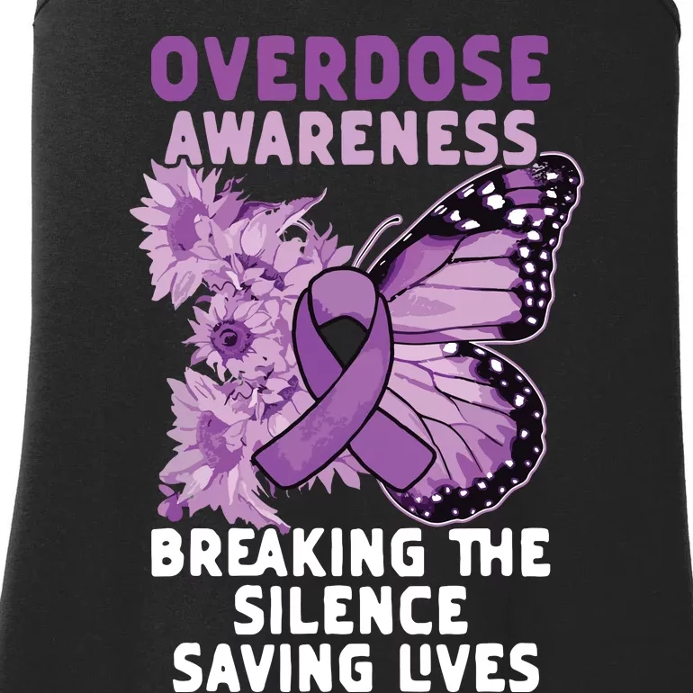 Overdose Awareness Purple Ribbon Drug Addiction Ladies Essential Tank