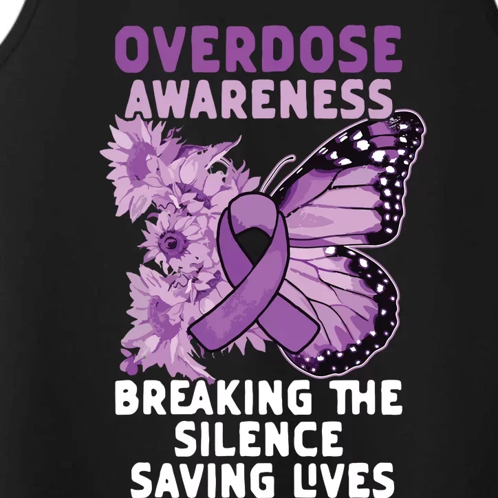 Overdose Awareness Purple Ribbon Drug Addiction Performance Tank