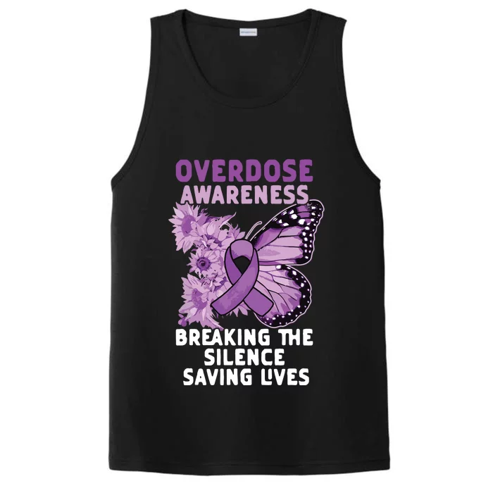 Overdose Awareness Purple Ribbon Drug Addiction Performance Tank