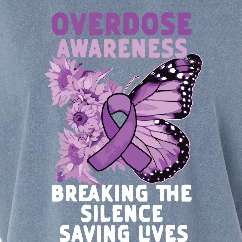 Overdose Awareness Purple Ribbon Drug Addiction Garment-Dyed Women's Muscle Tee