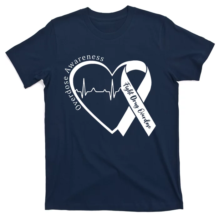 Overdose Awareness Purple Ribbon Drug Addiction Recovery T-Shirt