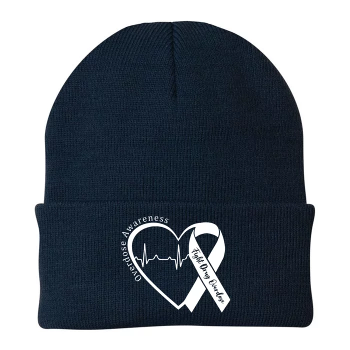 Overdose Awareness Purple Ribbon Drug Addiction Recovery Knit Cap Winter Beanie