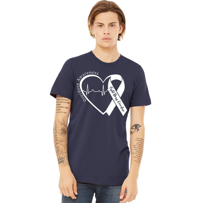 Overdose Awareness Purple Ribbon Drug Addiction Recovery Premium T-Shirt