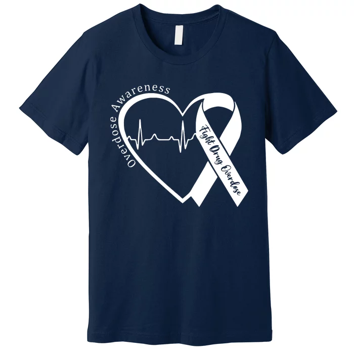 Overdose Awareness Purple Ribbon Drug Addiction Recovery Premium T-Shirt