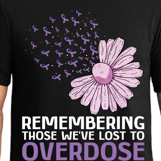 Overdose Awareness Purple Ribbon Drug Addiction Sunflower Pajama Set