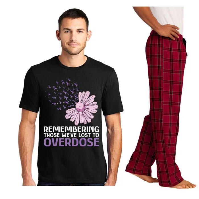 Overdose Awareness Purple Ribbon Drug Addiction Sunflower Pajama Set