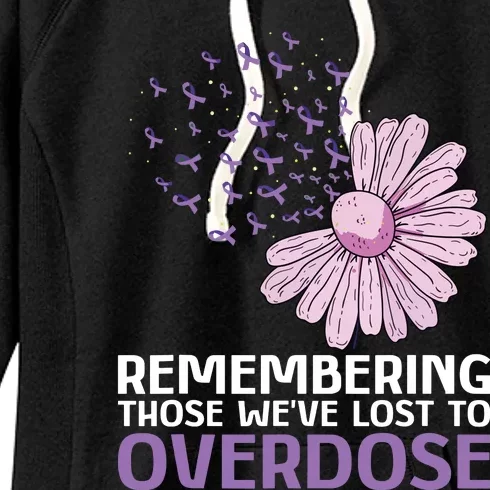 Overdose Awareness Purple Ribbon Drug Addiction Sunflower Women's Fleece Hoodie