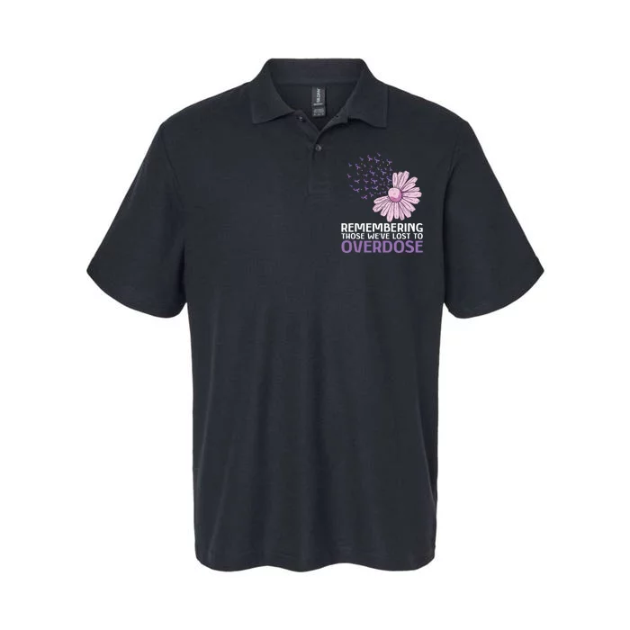 Overdose Awareness Purple Ribbon Drug Addiction Sunflower Softstyle Adult Sport Polo