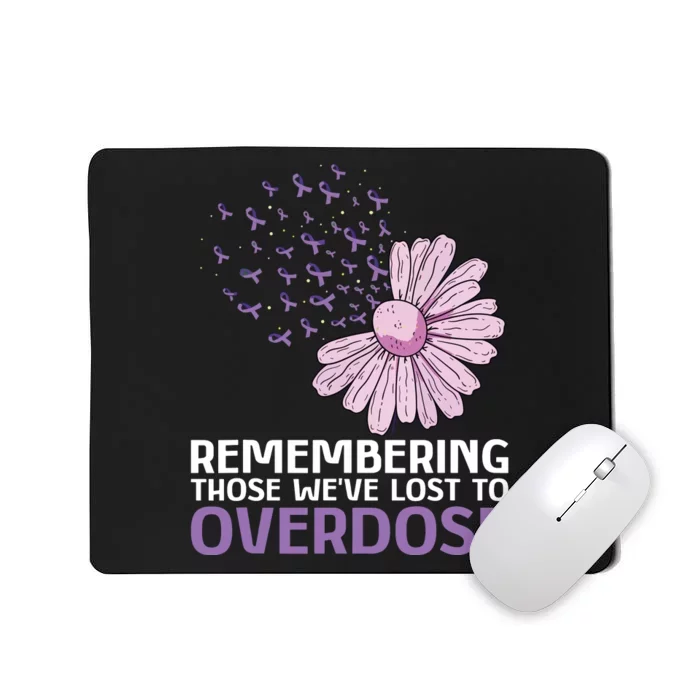 Overdose Awareness Purple Ribbon Drug Addiction Sunflower Mousepad