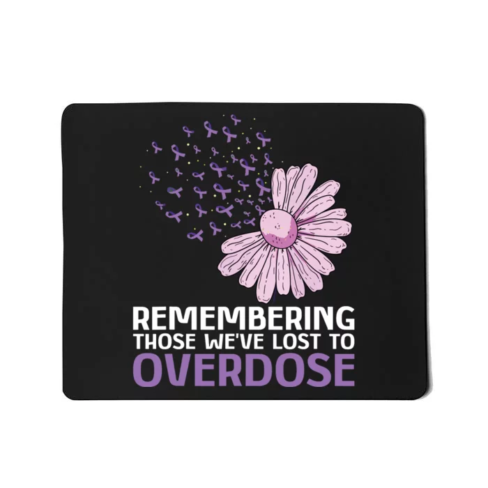 Overdose Awareness Purple Ribbon Drug Addiction Sunflower Mousepad