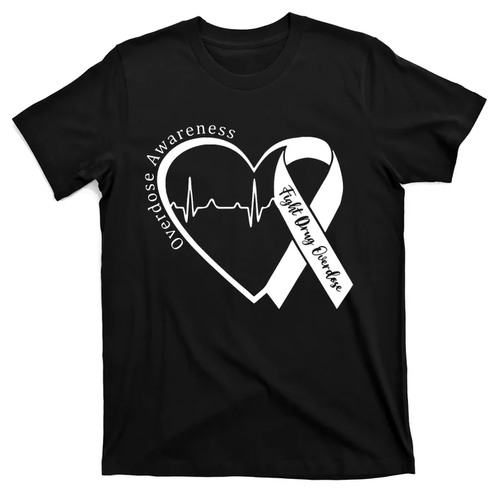 Overdose Awareness Purple Ribbon Drug Addiction Recovery T-Shirt