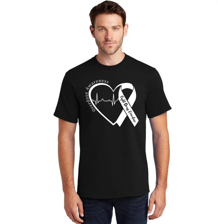 Overdose Awareness Purple Ribbon Drug Addiction Recovery Tall T-Shirt