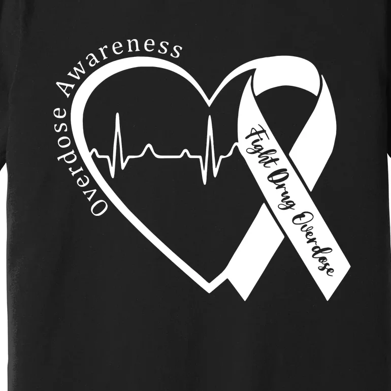 Overdose Awareness Purple Ribbon Drug Addiction Recovery Premium T-Shirt