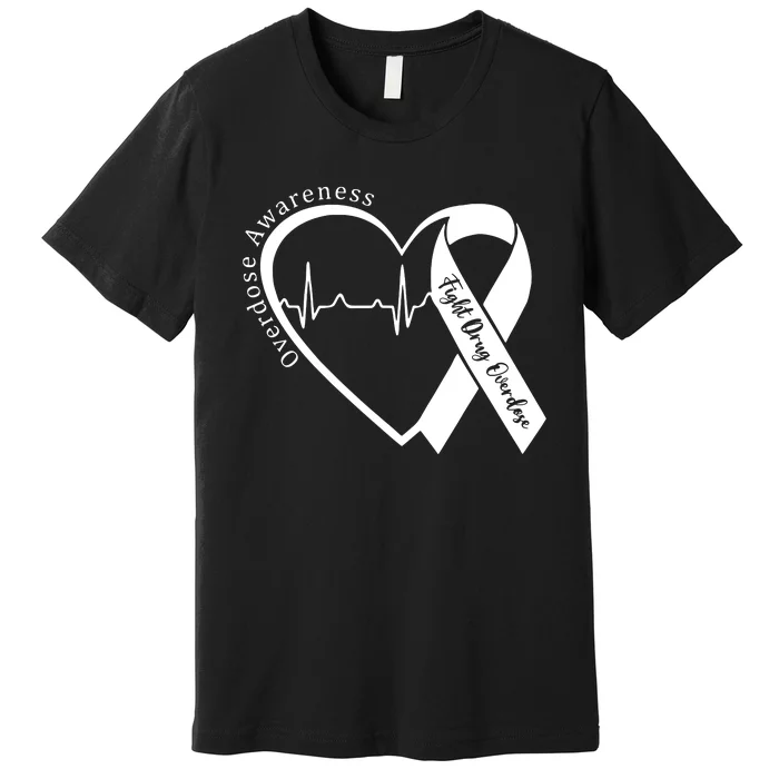 Overdose Awareness Purple Ribbon Drug Addiction Recovery Premium T-Shirt